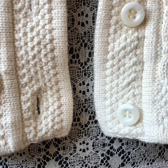 LL Bean cotton button up sweater cable and mixed stitch knit - Picture 5 of 9